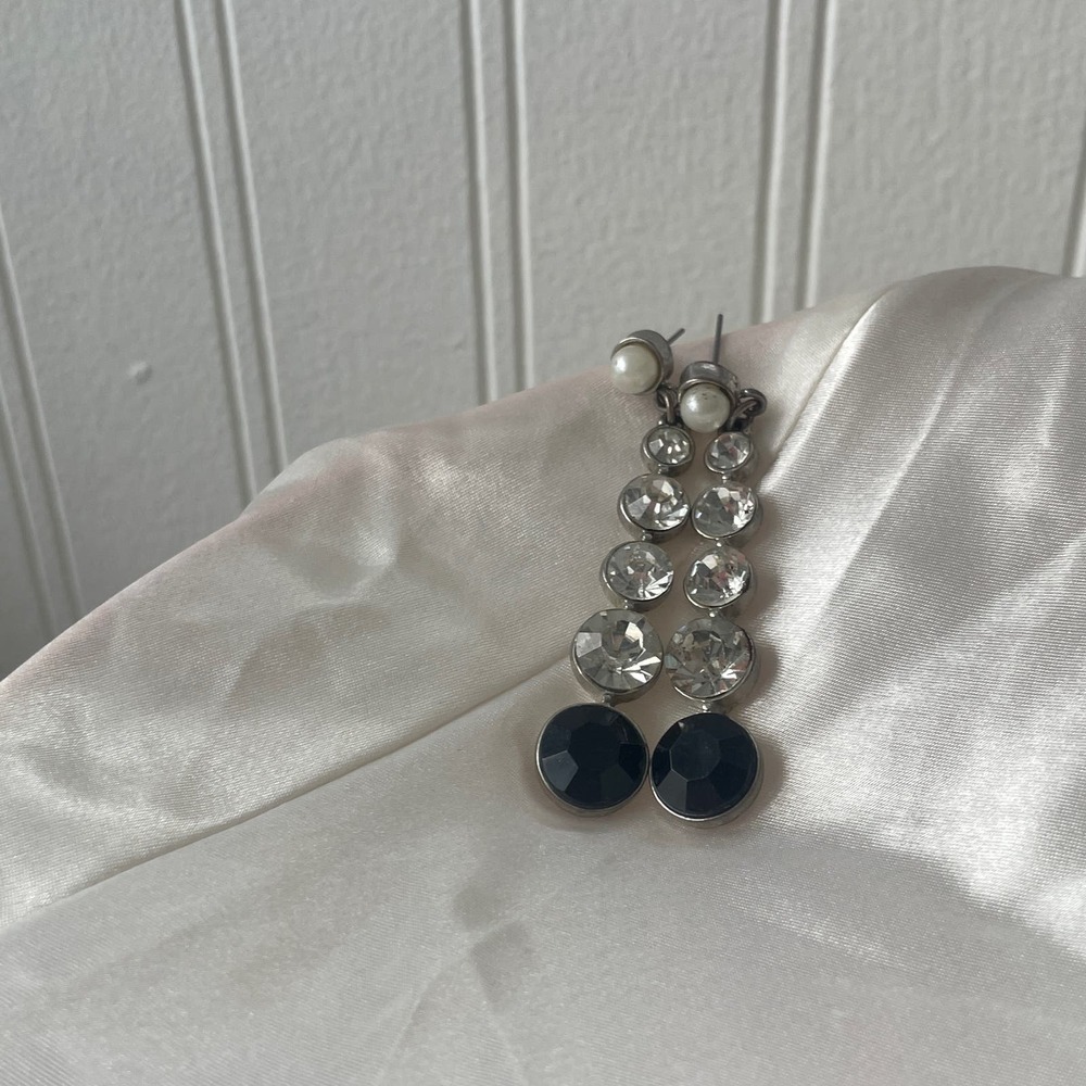 Dangle Drop Large Rhinestone Earrings - Picture 3 of 6